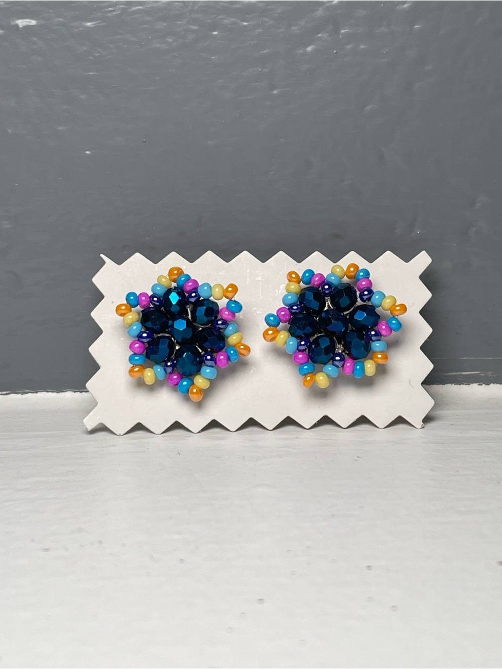 Huichol Beaded Star Stud Earrings
